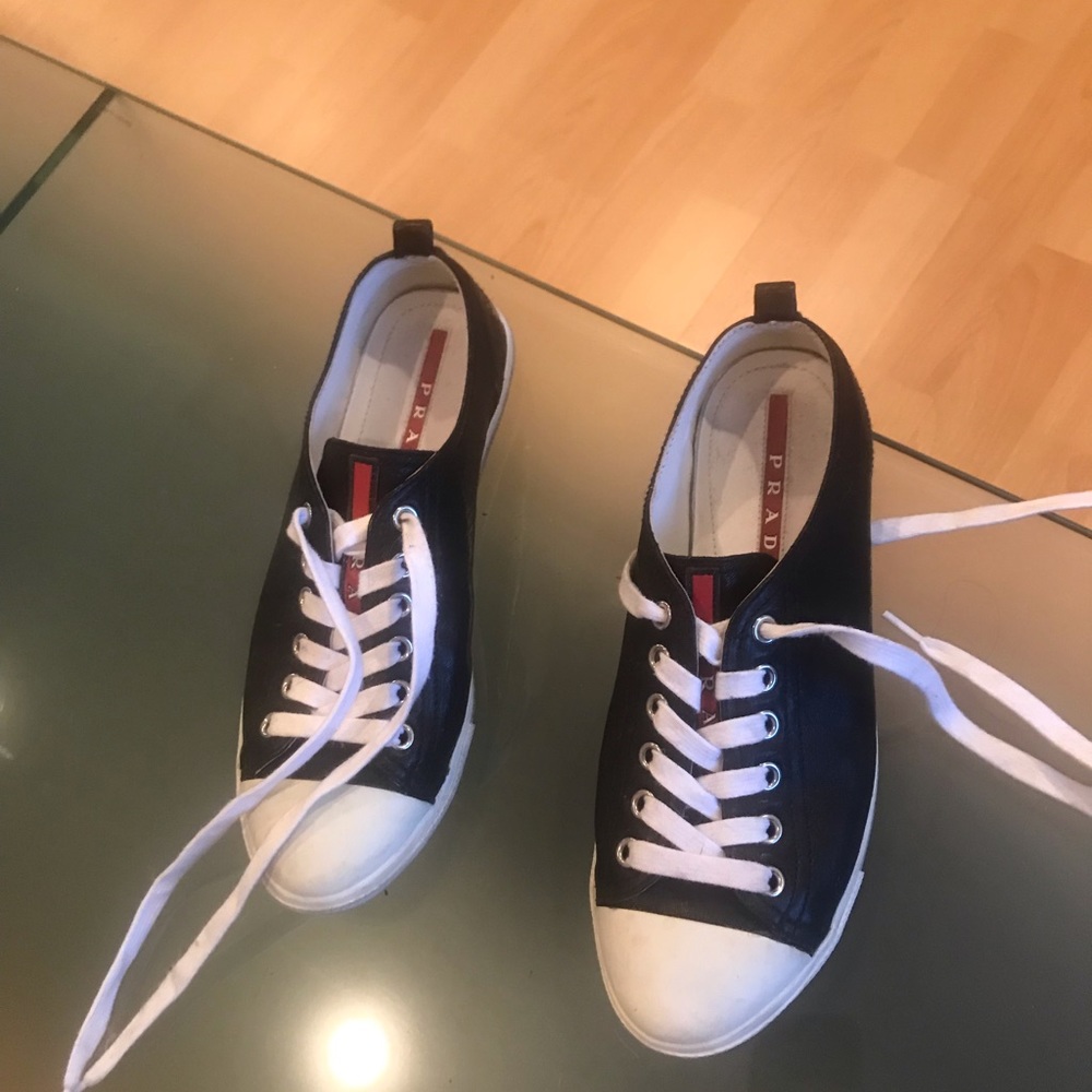 PRADA genuine leather sneakers . Size 8